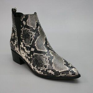 Marc Fisher Ladies 9.5 Mlyale Gray Black Snakeskin Leather Chelsea Ankle Boots